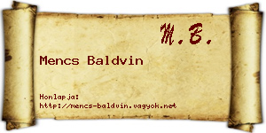 Mencs Baldvin névjegykártya